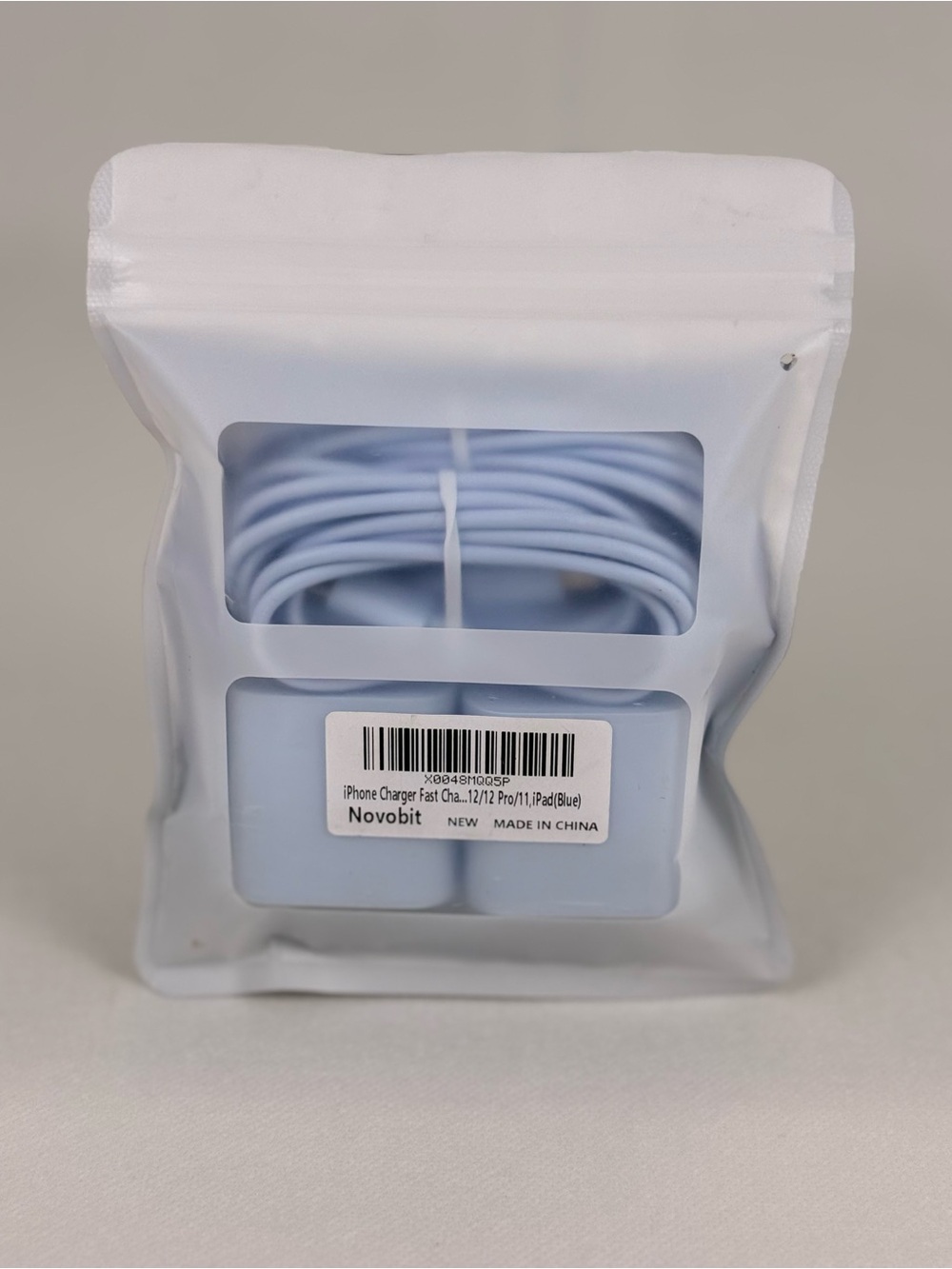 Novobit 20W Fast Charger 6ft USB-C to Lightning Cable iPhone 12 11 Blue